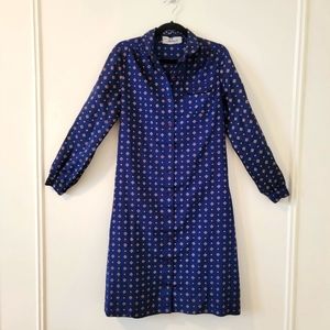 Vintage Retro New York Floral Diamond Print Dress Size 14